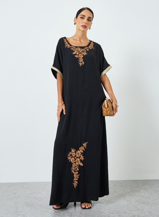 Take Two Women Floral Patch Detail Round Neck Jalabiya - Image 1